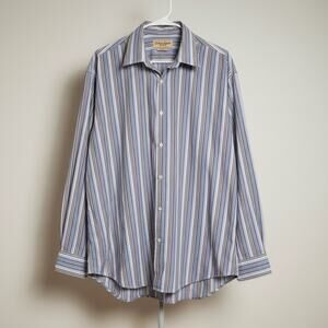 The Havanera Co. Blue Black White Stripe Button Down XL